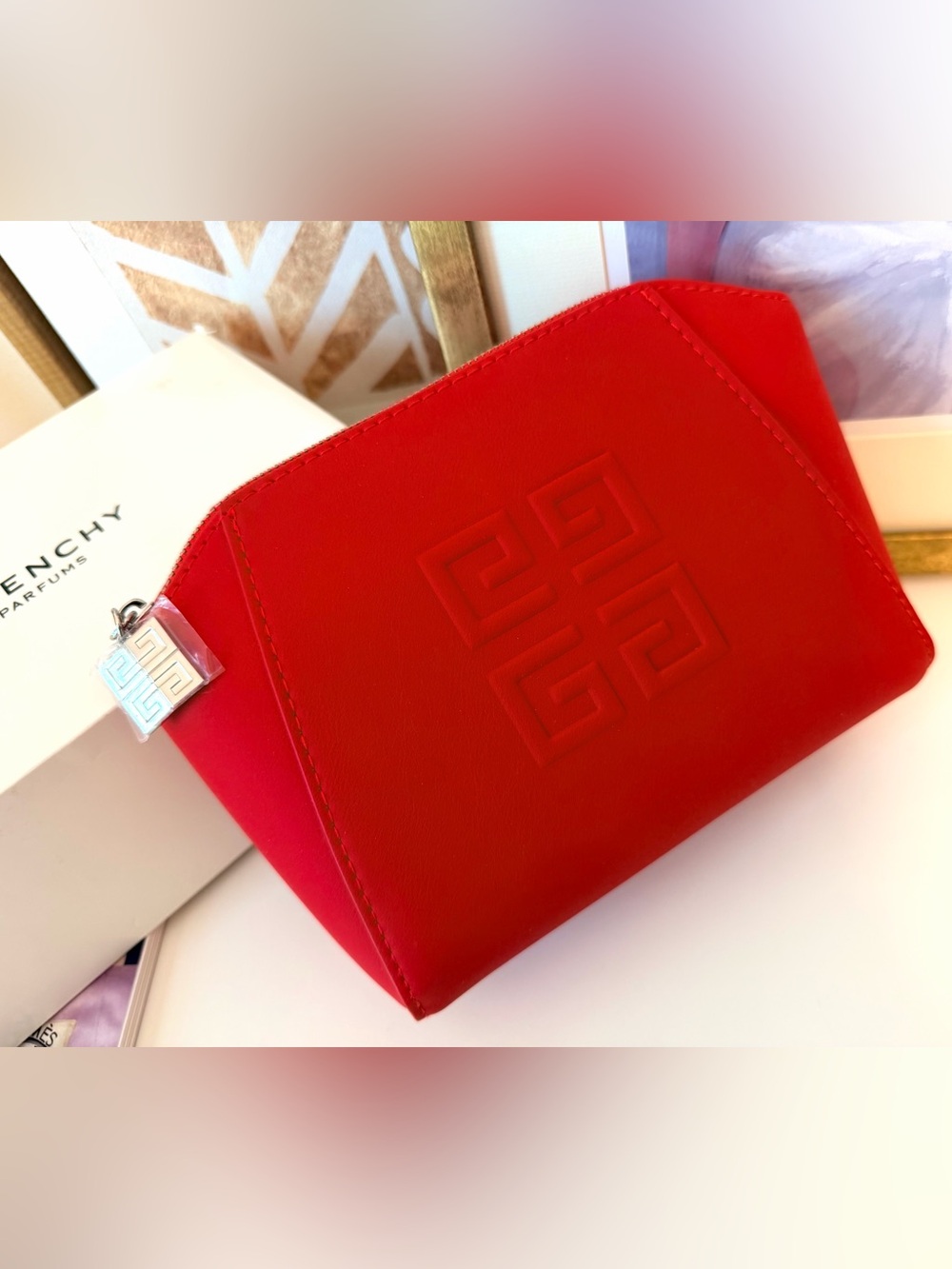 Givenchy Red Zip Cosmetic Bag